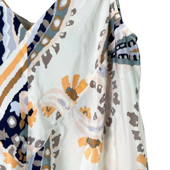 Anthropologie HD in Paris Silk Moonset Asymmetric Tank Paisley Cream Orange, 4 - Picture 5 of 10